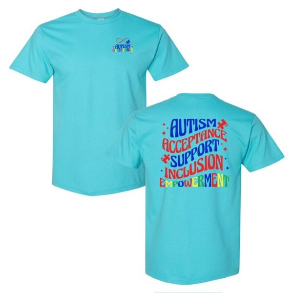 Autism Acceptance lagoon blue t-shirt