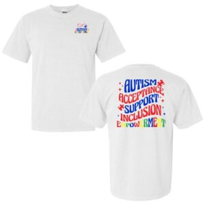 Autism Acceptance white t-shirt