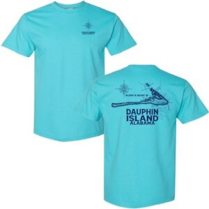 Dauphin Island Map lagoon blue t-shirt