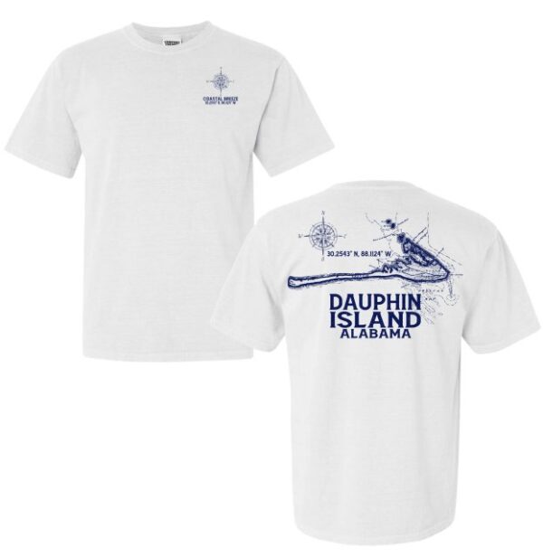 Dauphin Island Map white t-shirt