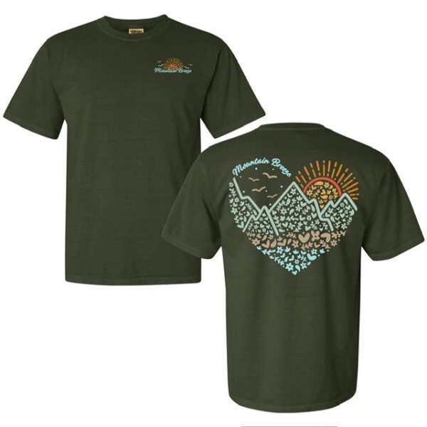 Heart and horizon hemp green t-shirt